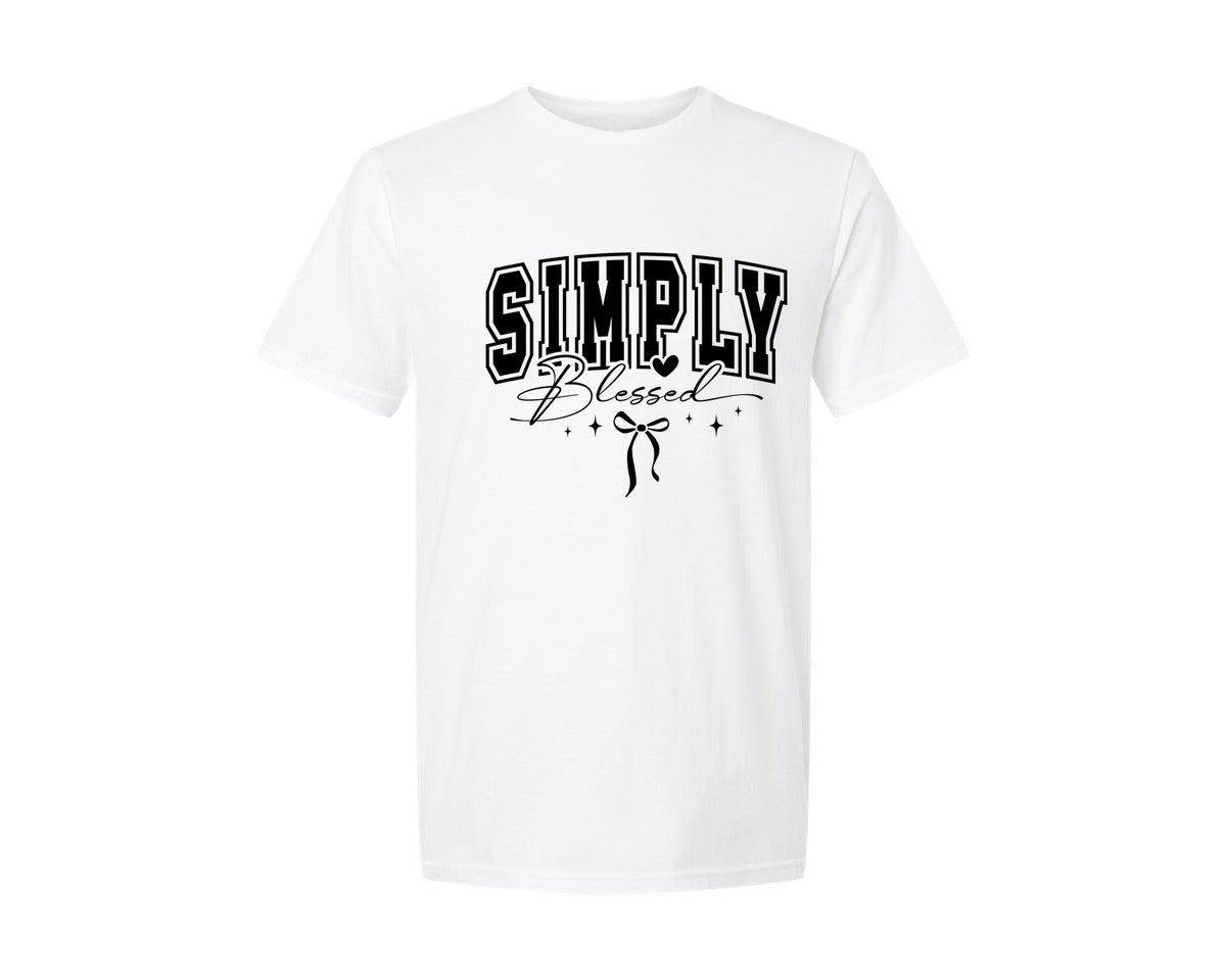 brand:Generic|color:White|Simply Blessed Christian Jesus Graphic T-Shirt
