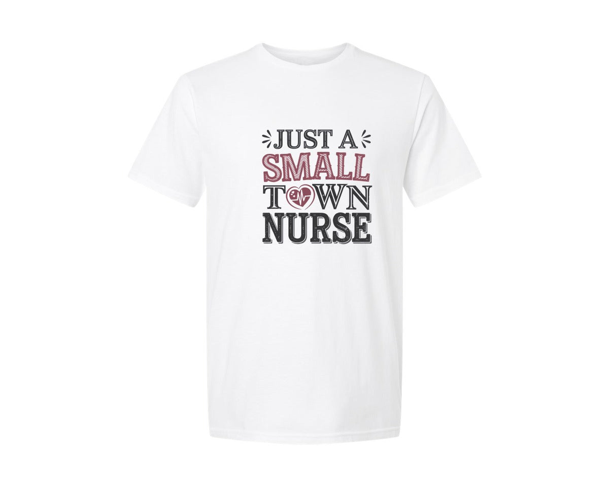 brand:Generic|color:White|Just A Small Town Nurse Graphic T-Shirt