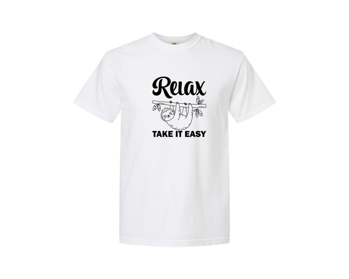 brand:Comfort Colors|color:White|Relax Take It Easy T Shirt Graphic T-Shirt