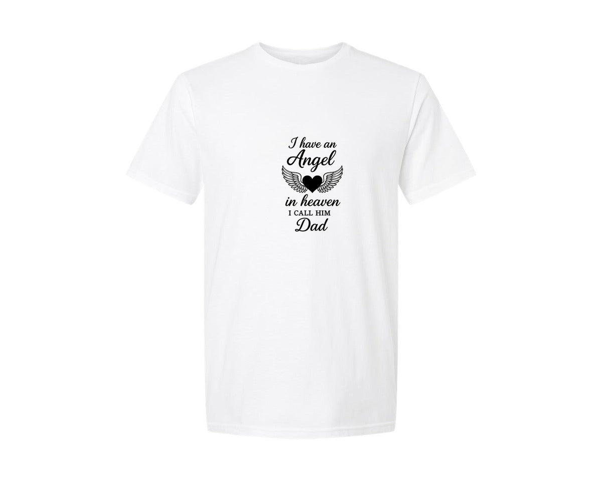 brand:Generic|color:White|Angel Dad In Heaven Forever Graphic T-Shirt