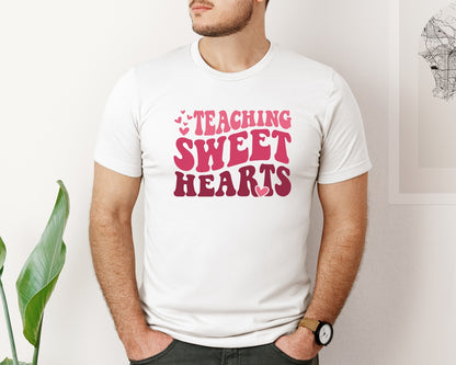 brand:Bella Canvas|color:White|Teacher Valentine Teaching Sweethearts 3 Graphic T-Shirt