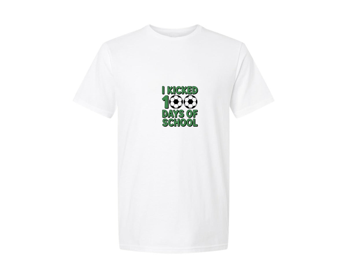 brand:Generic|color:White|100 Days Of School Soccer Graphic Graphic T-Shirt