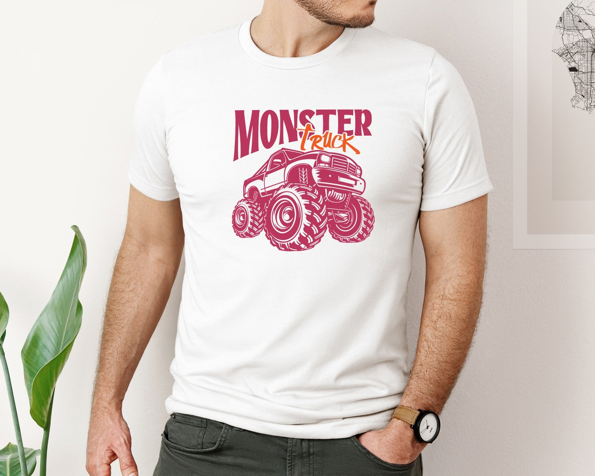 brand:Bella Canvas|color:White|Monster Truck T Shirt Design 19 Graphic T-Shirt