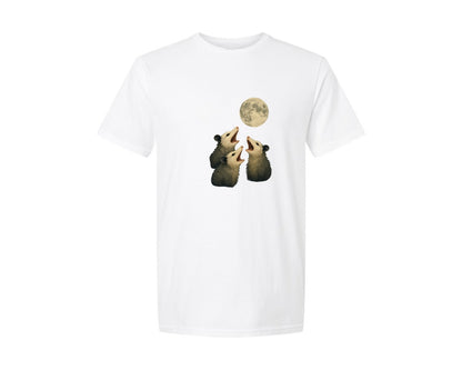brand:Generic|color:White|Three Possum Moon Funny Possum Graphic T-Shirt