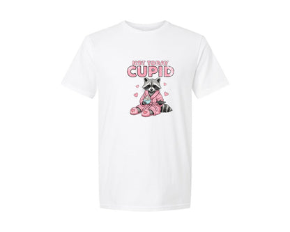 brand:Generic|color:White|Not Today Cupid Raccoon Valentine 3 Graphic T-Shirt