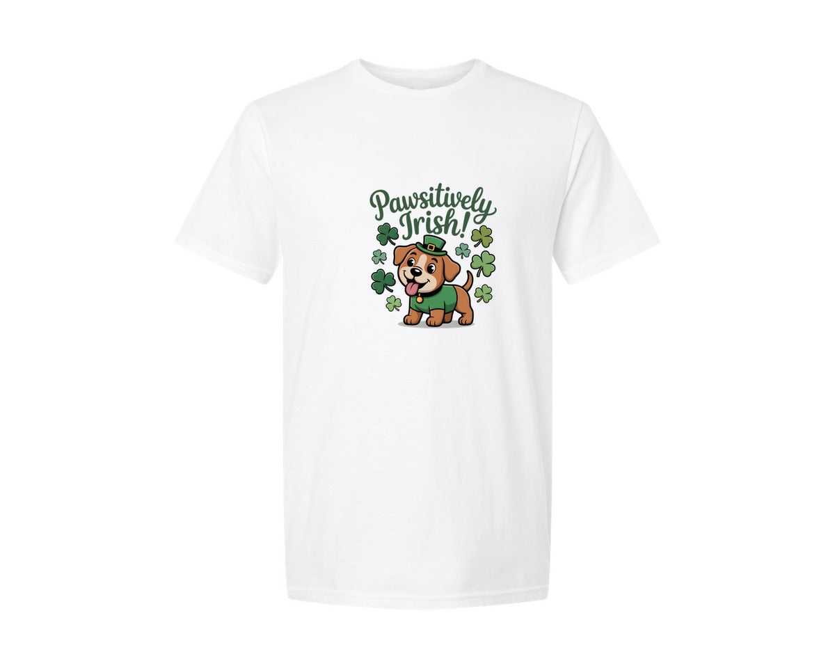 brand:Generic|color:White|Pawsitively Irish Graphic T-Shirt