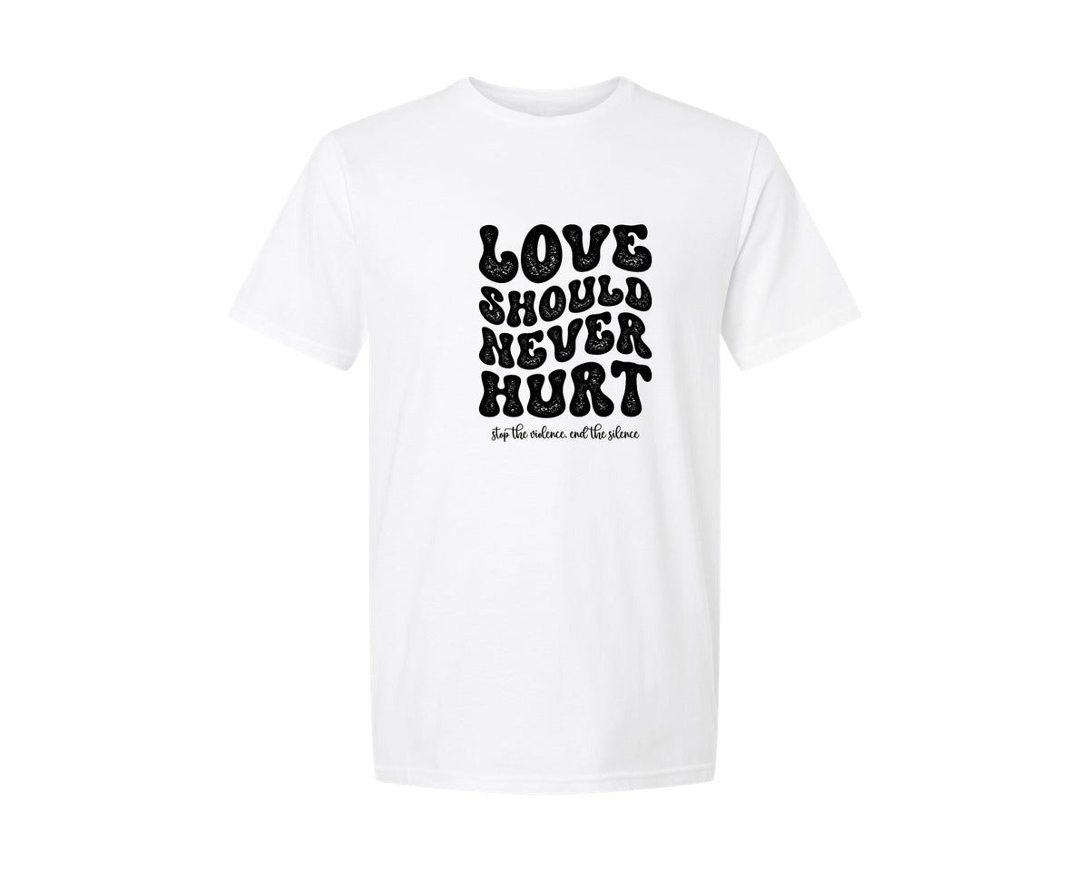 brand:Generic|color:White|Retro Love Should Never Hurt Graphic T-Shirt