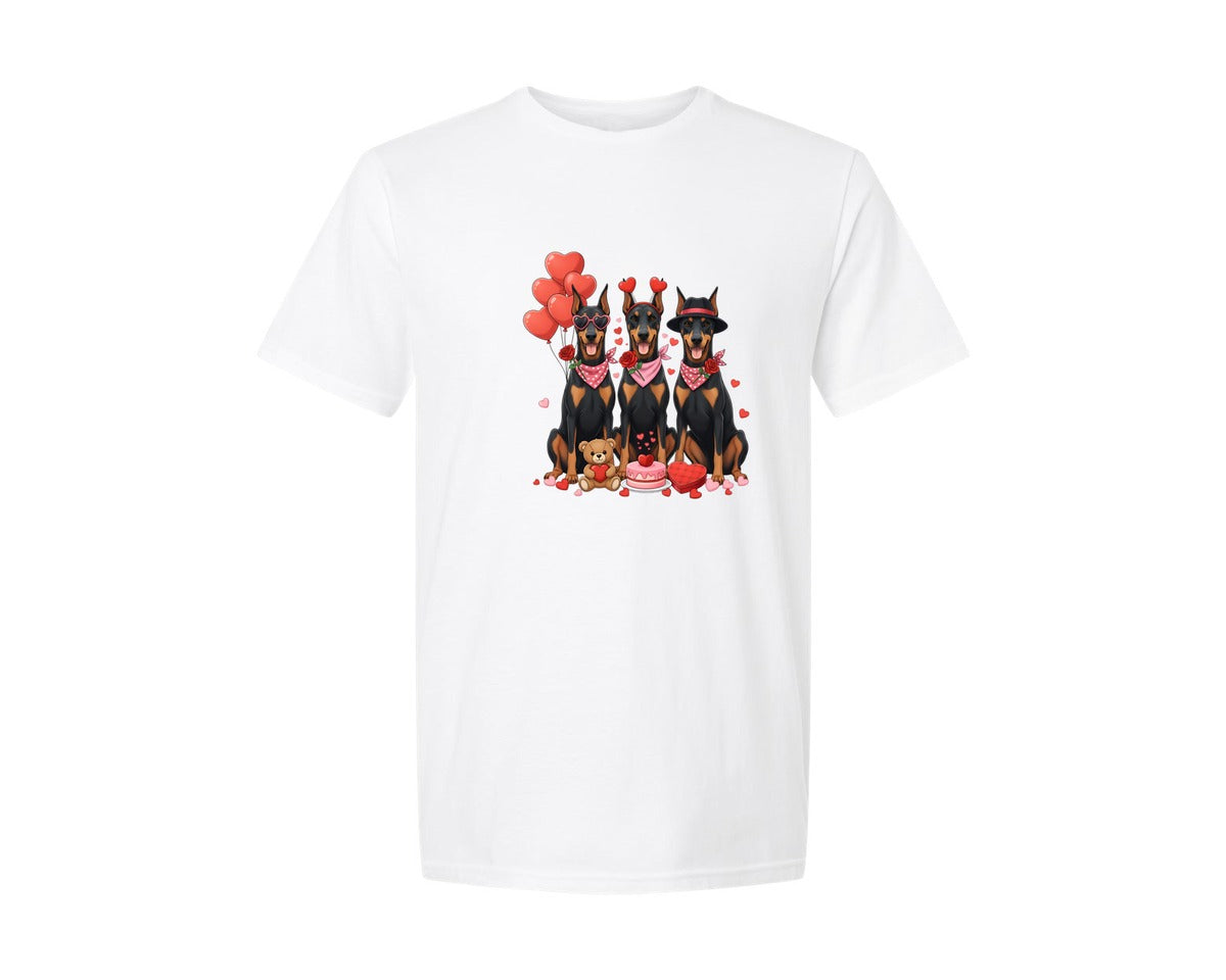 brand:Generic|color:White|Valentine Dog Shirt Doberman Shirt Graphic T-Shirt