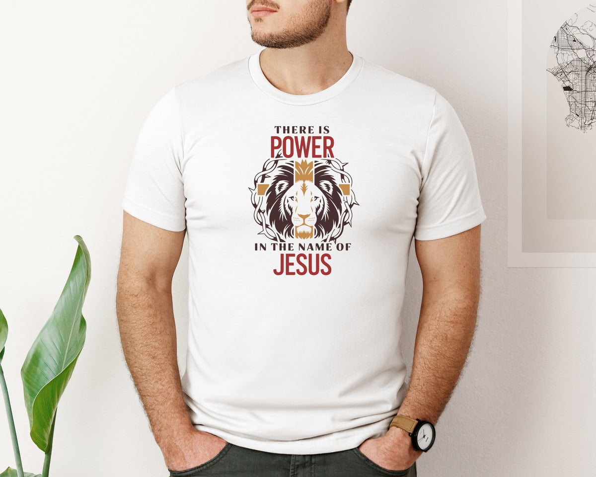 brand:Bella Canvas|color:White|There Is Power In The Name Of Jesus 10 Graphic T-Shirt