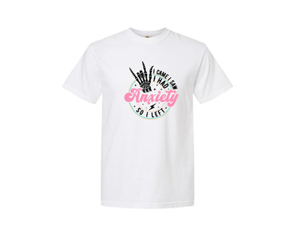 brand:Comfort Colors|color:White|I Came I Saw I Had Anxiety Graphic T-Shirt