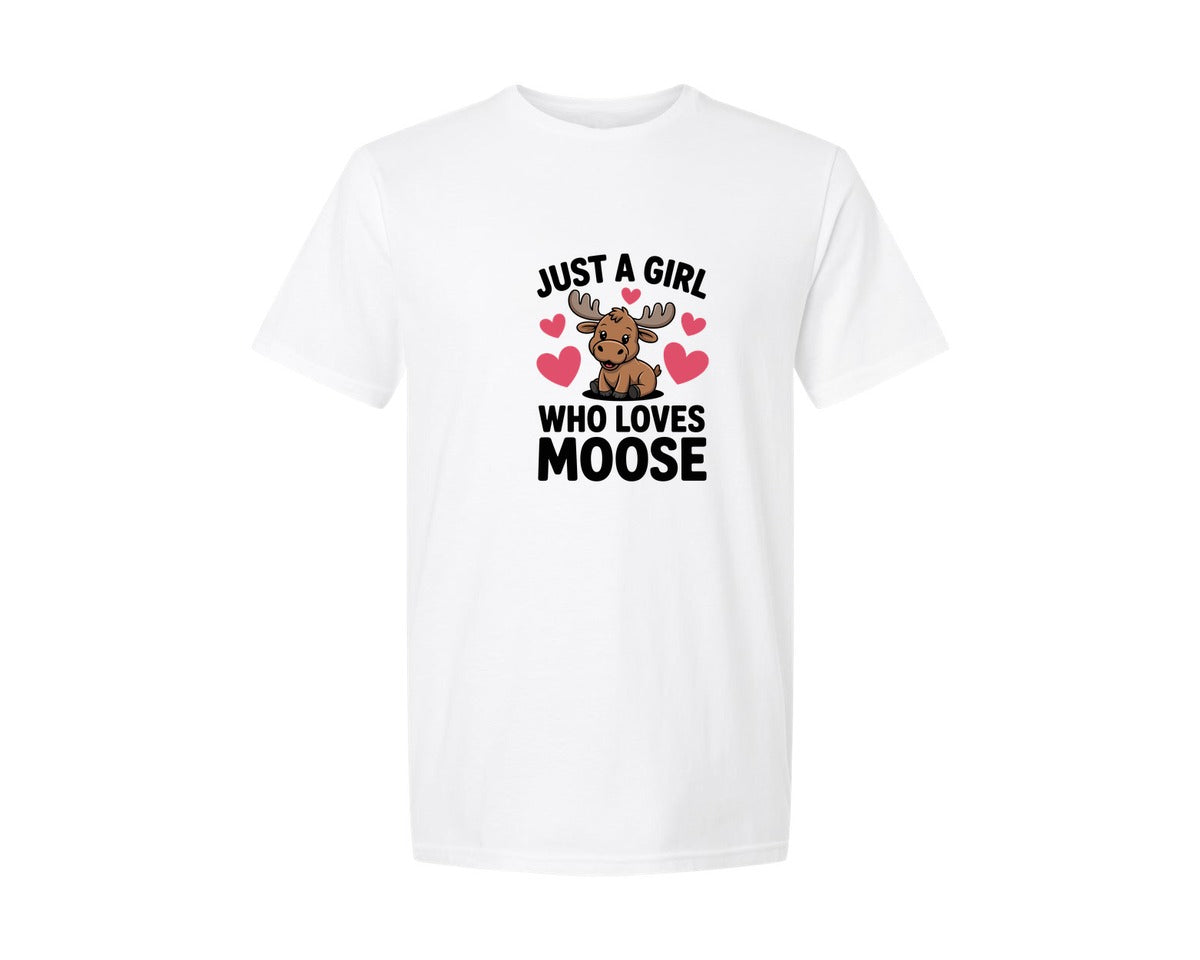 brand:Generic|color:White|Just A Girl Who Loves Moose T Shirt 2 Graphic T-Shirt