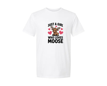 brand:Generic|color:White|Just A Girl Who Loves Moose T Shirt 2 Graphic T-Shirt