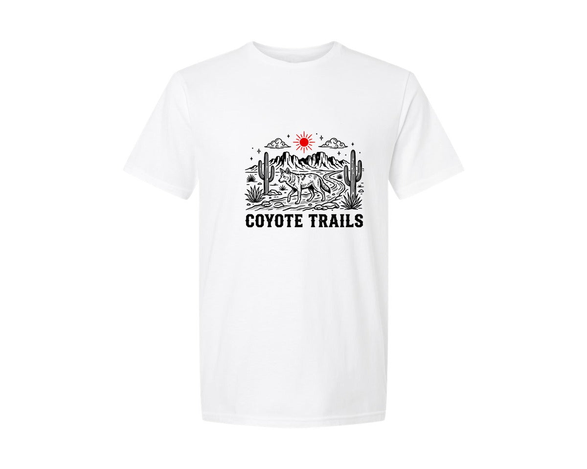 brand:Generic|color:White|Coyote Trails Desert Graphic T-Shirt