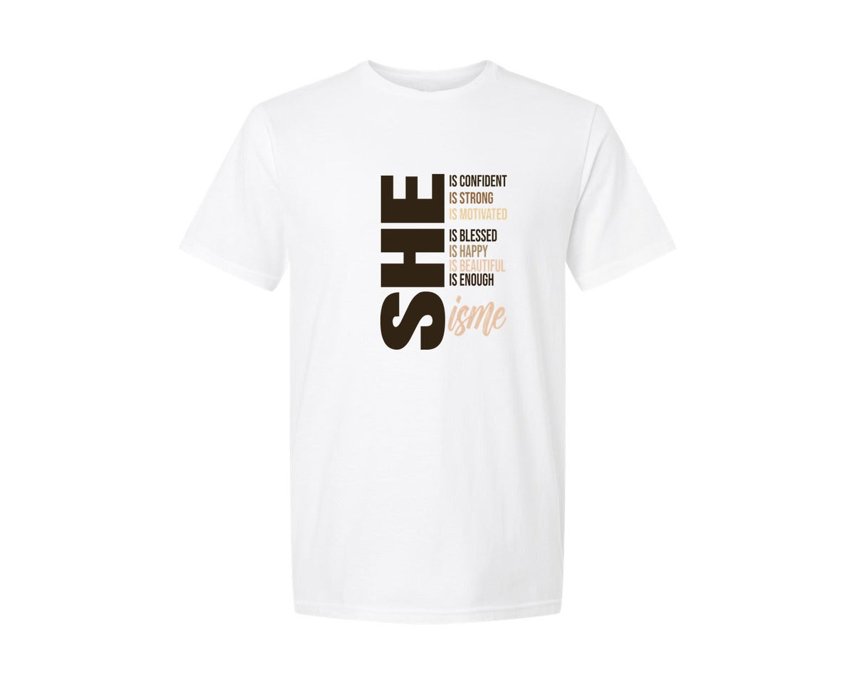 brand:Generic|color:White|Black Woman Empowerment She Is Me Graphic T-Shirt