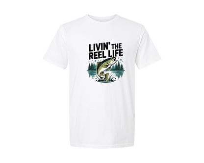 brand:Generic|color:White|Livinthe Reel Life Graphic T-Shirt