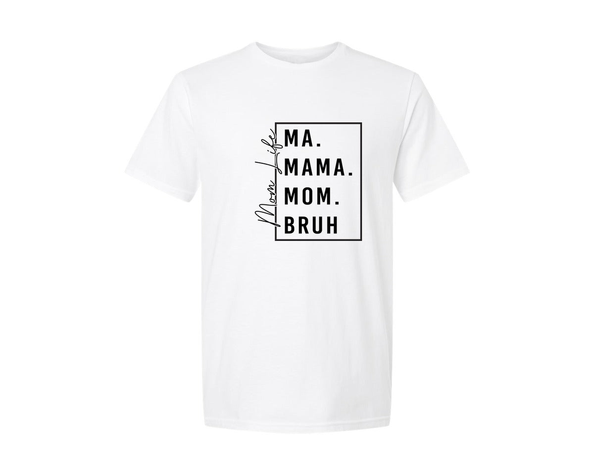 brand:Generic|color:White|Mama Mommy Mom Bruh Funny Mom 12 Graphic T-Shirt