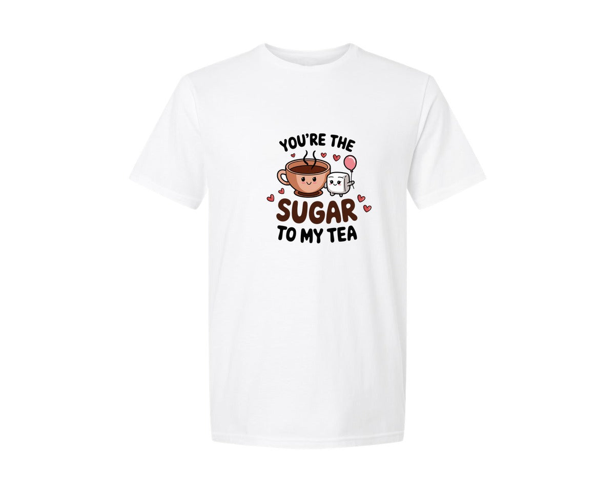 brand:Generic|color:White|Sugar To My Tea Design Graphic T-Shirt