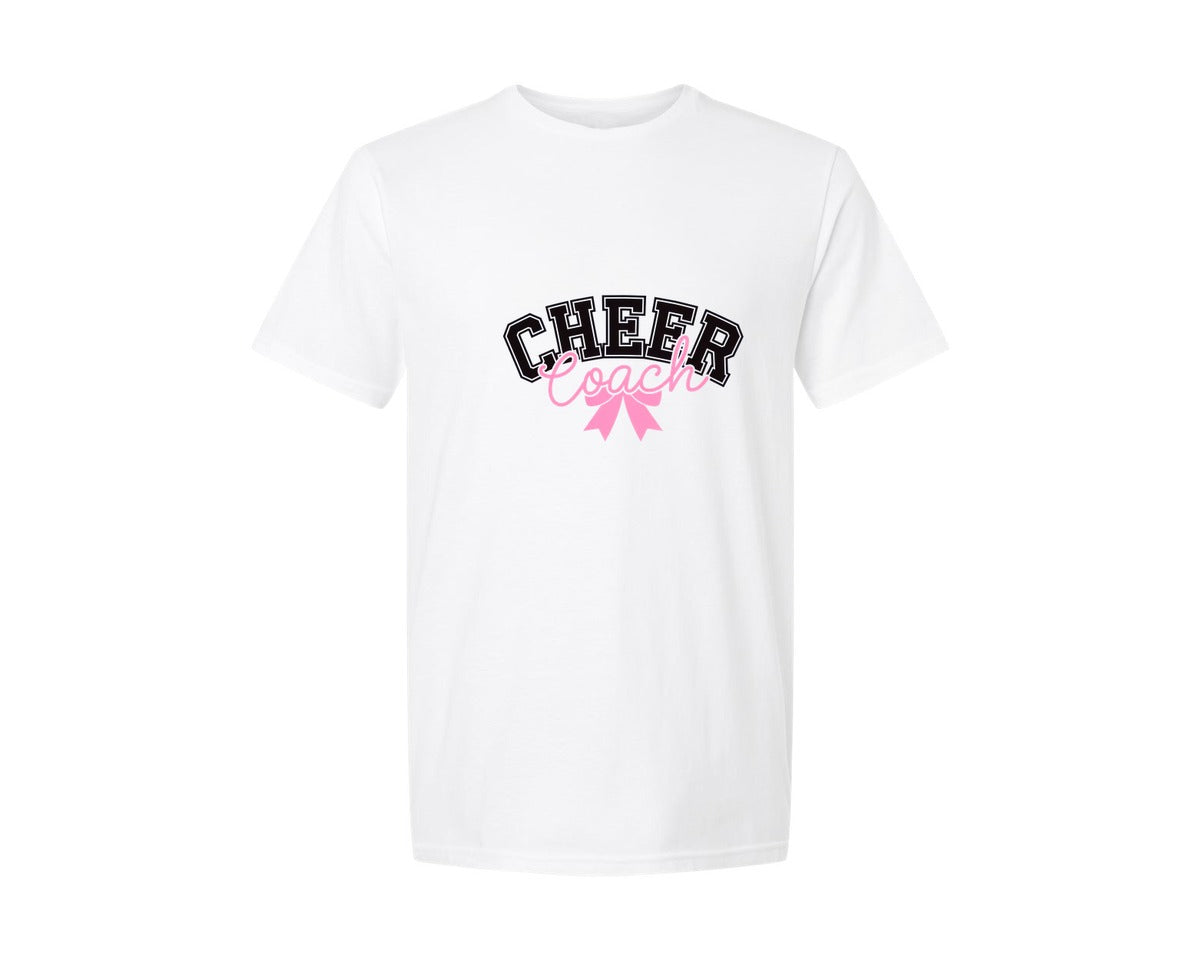 brand:Generic|color:White|Retro Cheer Coach Coquette Bow Graphic T-Shirt