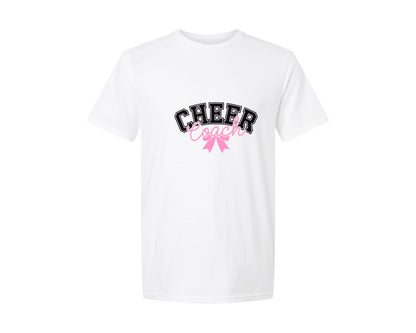 brand:Generic|color:White|Retro Cheer Coach Coquette Bow Graphic T-Shirt