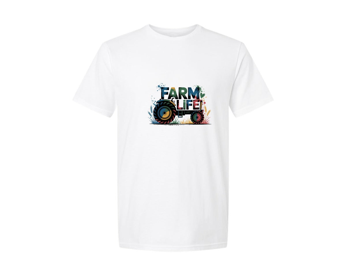 brand:Generic|color:White|Farm Life Tractor Design Graphic T-Shirt