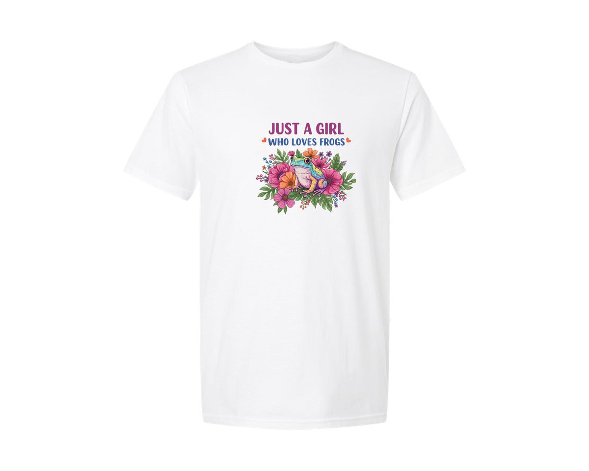 brand:Generic|color:White|Just A Girl Who Loves Frogs Graphic T-Shirt