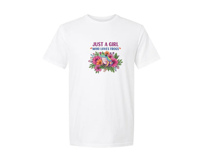 brand:Generic|color:White|Just A Girl Who Loves Frogs Graphic T-Shirt