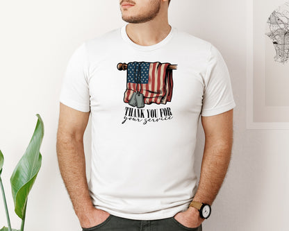 brand:Bella Canvas|color:White|Thank You For Your Service Veteran Graphic T-Shirt