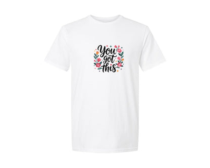 brand:Generic|color:White|You Got This Floral Motivation Quote Graphic T-Shirt