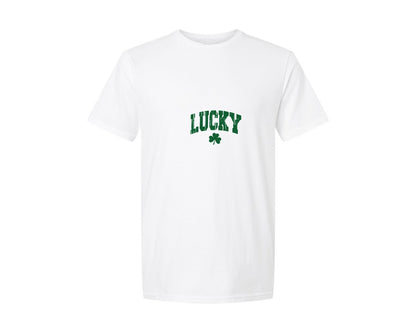 brand:Generic|color:White|Lucky Varsity St Patricks Day 2 Graphic T-Shirt