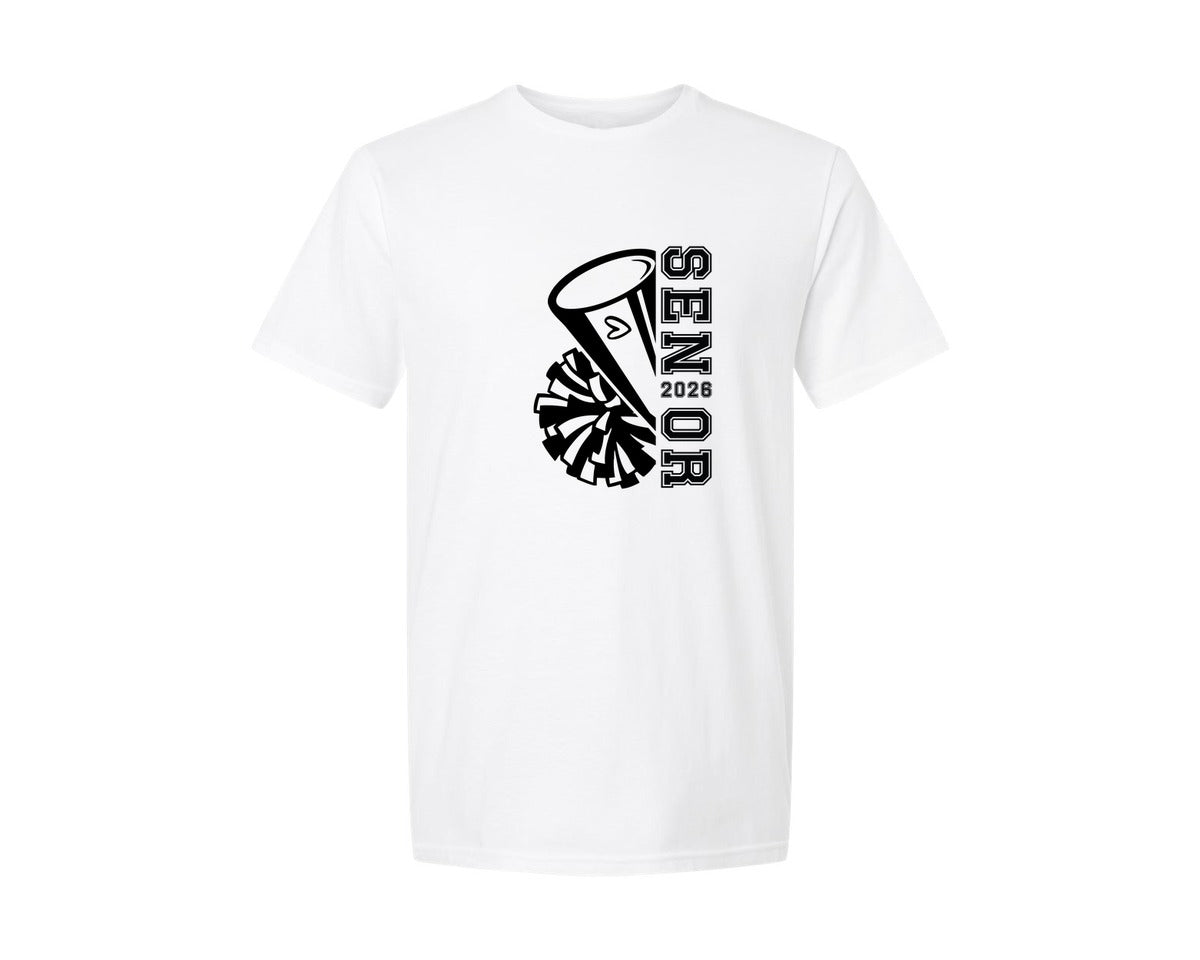brand:Generic|color:White|Cheer Senior 2026 Cheerleader 2026 Graphic T-Shirt