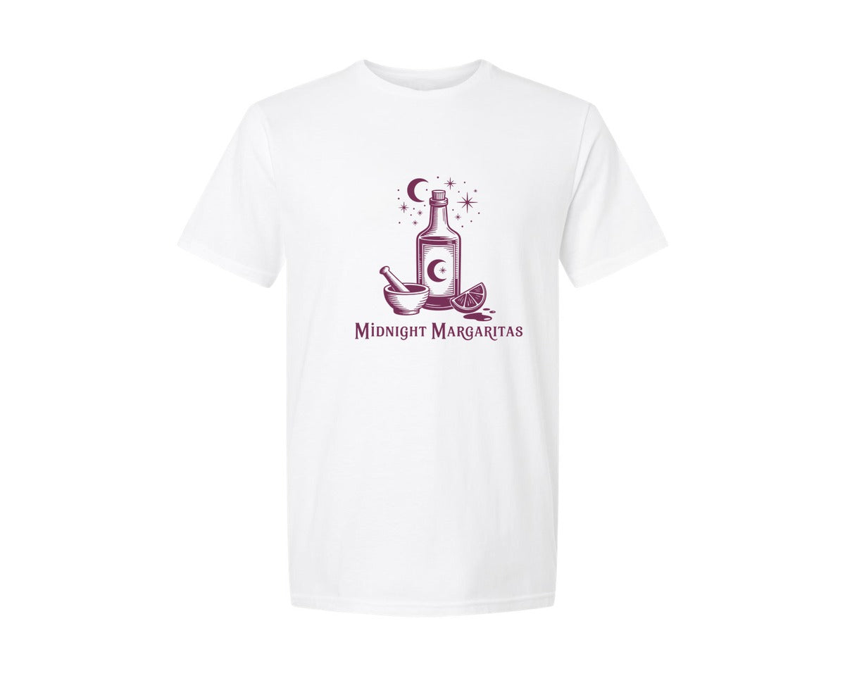 brand:Generic|color:White|Midnight Margaritas Moon Cocktail Graphic T-Shirt