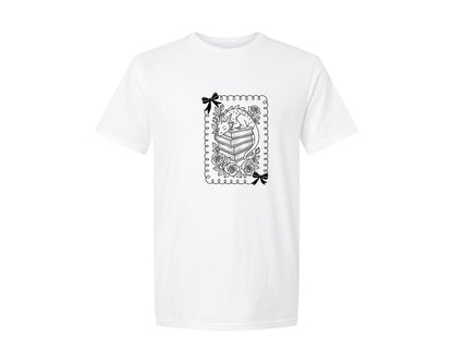 brand:Generic|color:White|Sleeping Dragon Book Stack Desighs Graphic T-Shirt
