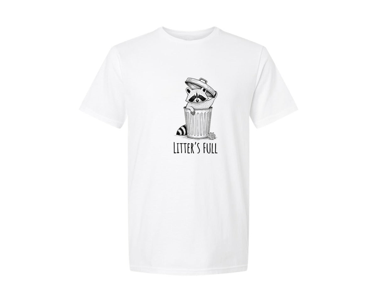 brand:Generic|color:White|Cute Raccoon In Trash Can Graphic T-Shirt