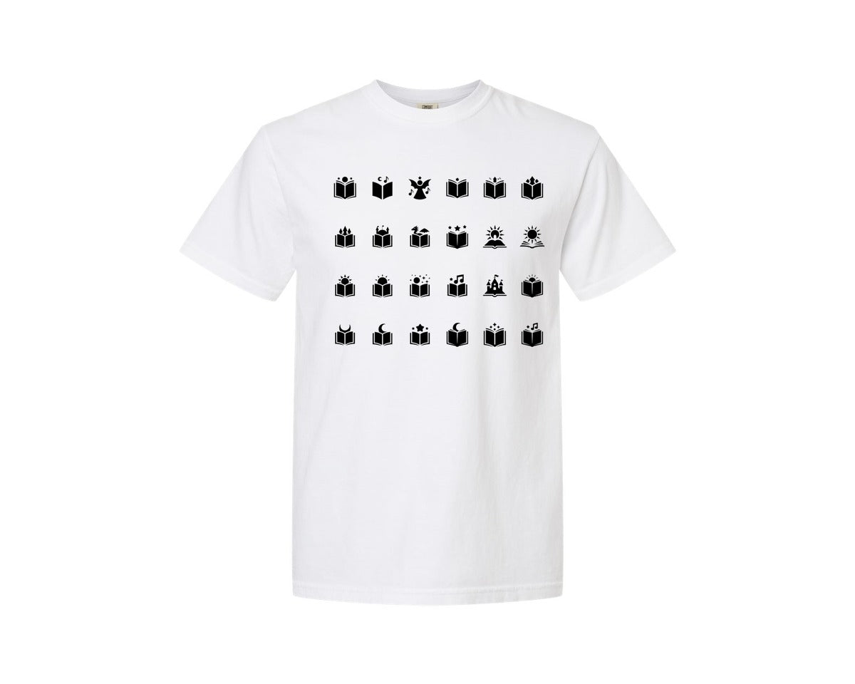 brand:Comfort Colors|color:White|Open Book With Fantasy Graphic T-Shirt