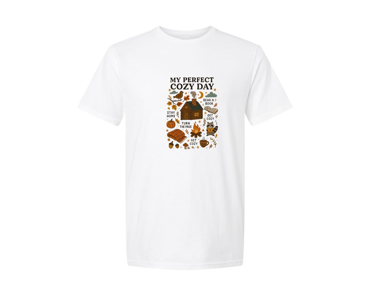 brand:Generic|color:White|Cozy Cabin Reading Retreat Fall Boo Graphic T-Shirt