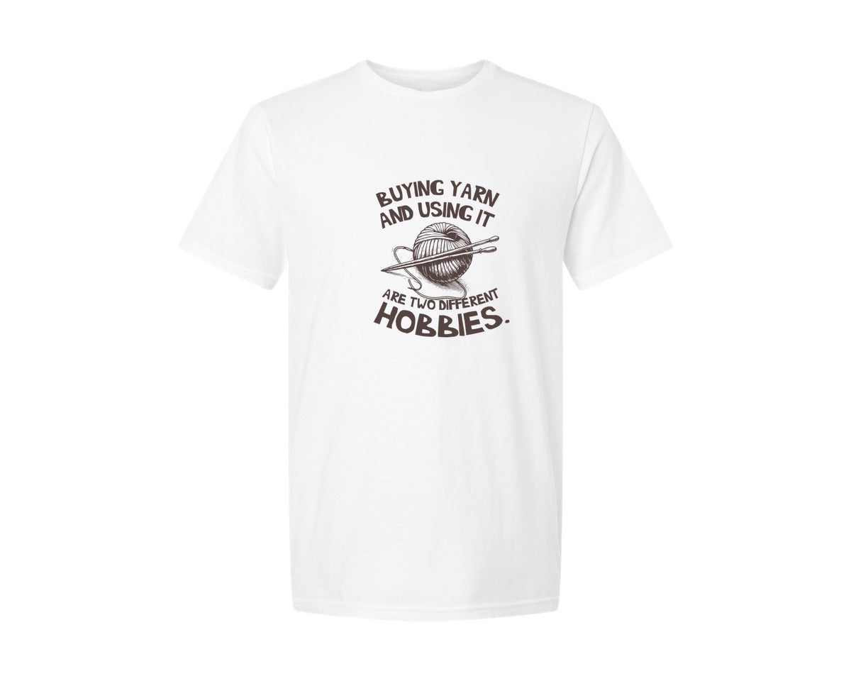 brand:Generic|color:White|Buying Yarn And Using It T Shirt Design Graphic T-Shirt