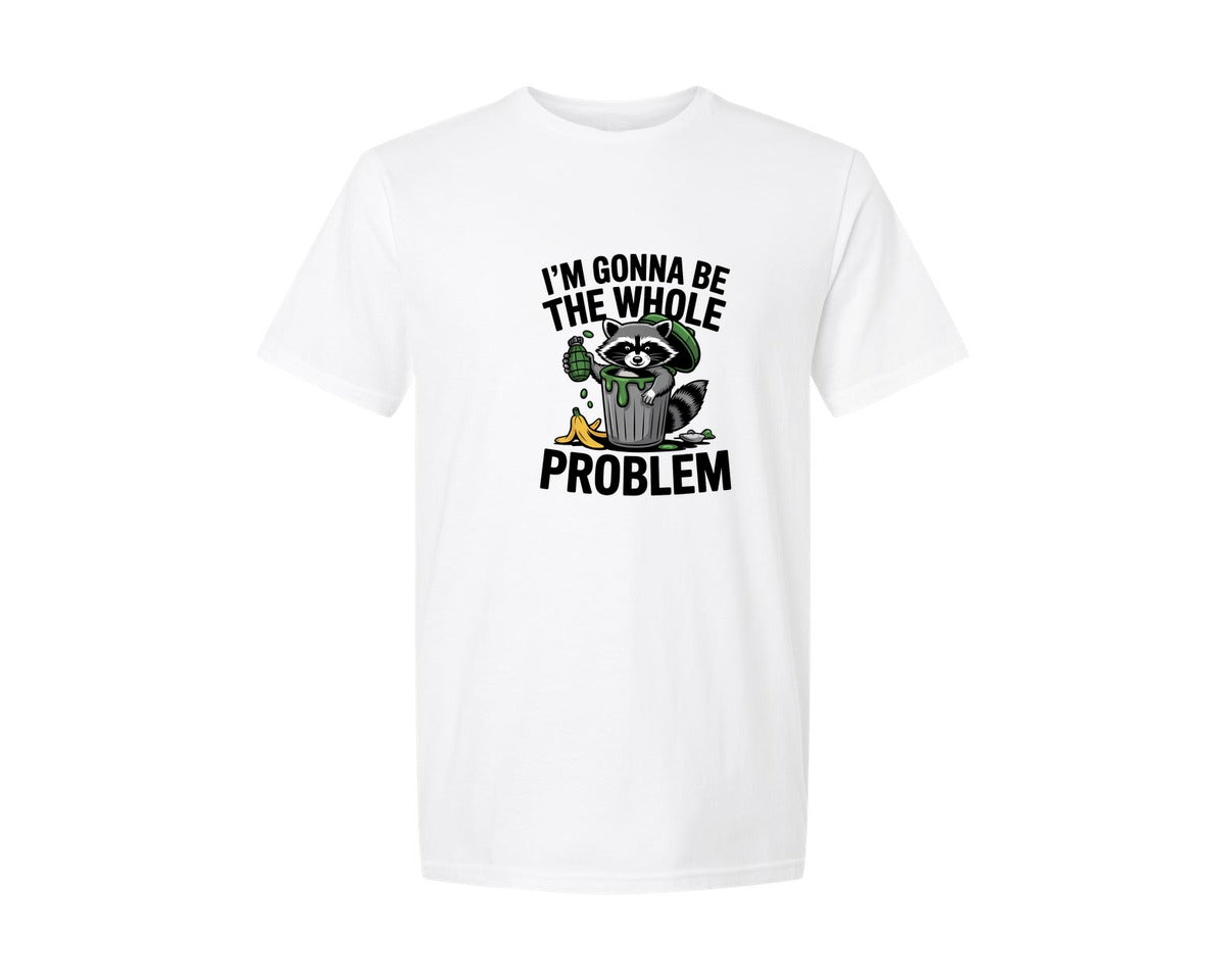 brand:Generic|color:White|Whole Problem Raccoon 3 Graphic T-Shirt