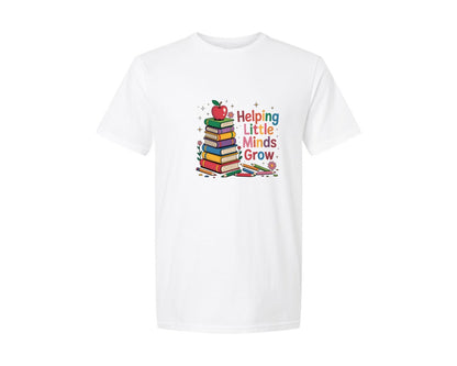brand:Generic|color:White|Helping Little Minds Grow Teacher Graphic T-Shirt