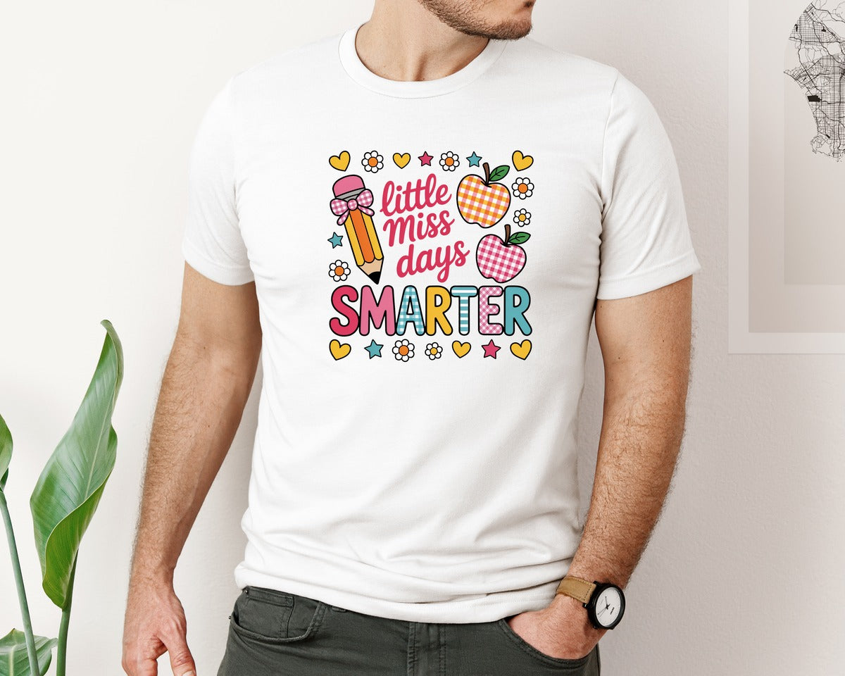 brand:Bella Canvas|color:White|100 Days Of School Little Miss 100 4 Graphic T-Shirt