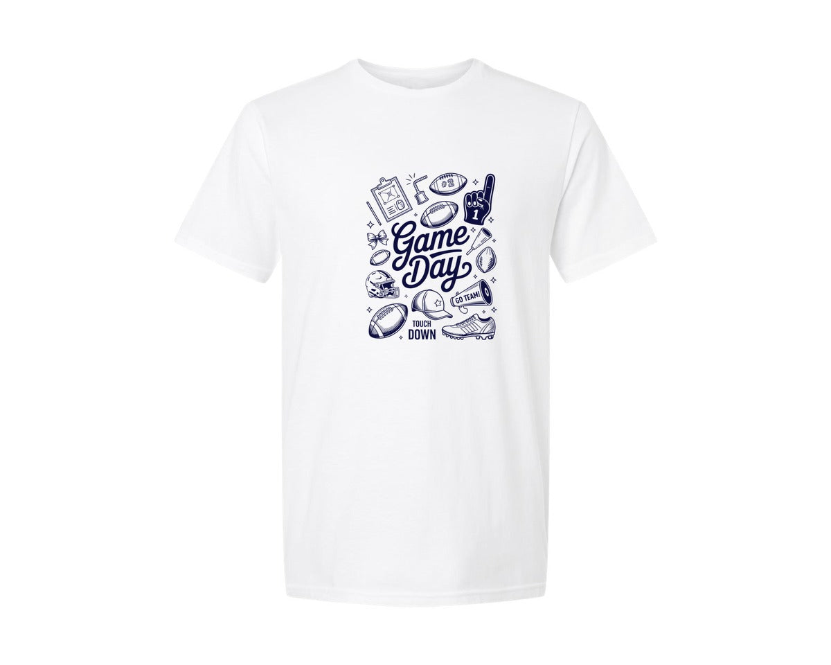brand:Generic|color:White|Game Day Touchdown T Shirt Design Graphic T-Shirt