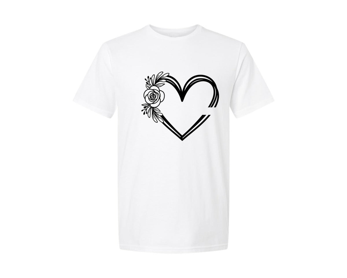 brand:Generic|color:White|Custom Heart Name Graphic T-Shirt