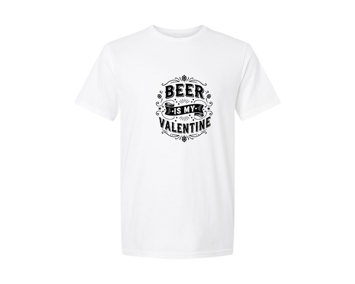 brand:Generic|color:White|Funny Valentine Beer Is My Valentine Graphic T-Shirt