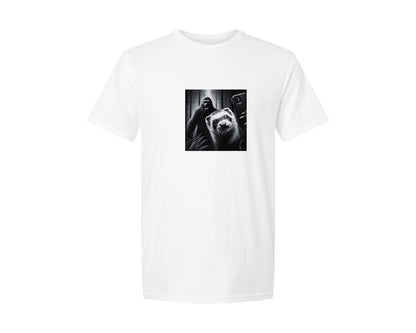 brand:Generic|color:White|Ferret Selfie With Yeti Bigfoot Funny Graphic T-Shirt