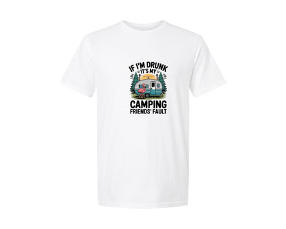 brand:Generic|color:White|If Im Drunk Its My Camping Friends Graphic T-Shirt