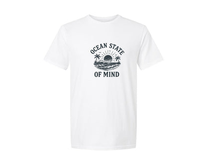 brand:Generic|color:White|Ocean State Of Mind Retro Wave Sunset Graphic T-Shirt