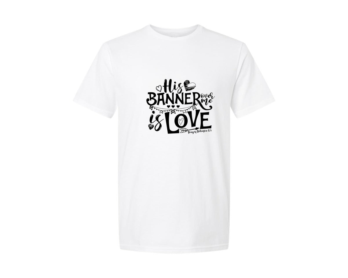brand:Generic|color:White|His Banner Is Love Graphic T-Shirt