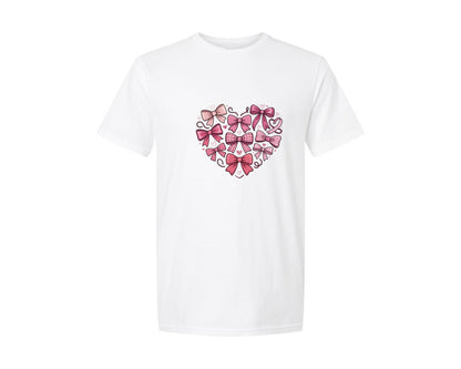 brand:Generic|color:White|Heart Valentine Coquette Bow Graphic T-Shirt