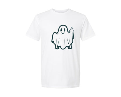 brand:Generic|color:White|Ghost Middle Finger Pod Ghost Graphic T-Shirt