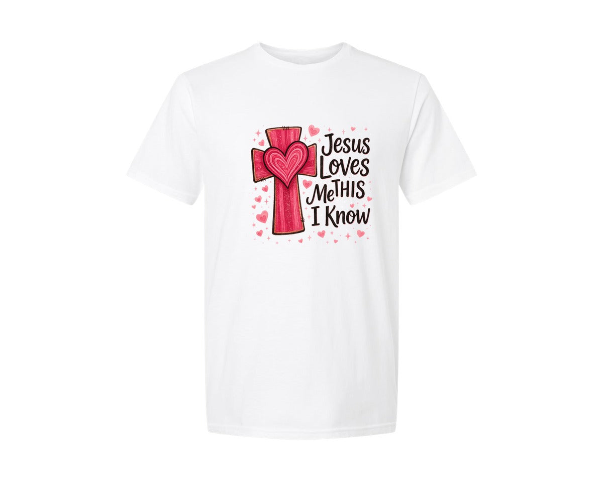 brand:Generic|color:White|Jesus Loves Me This I Know 13 Graphic T-Shirt