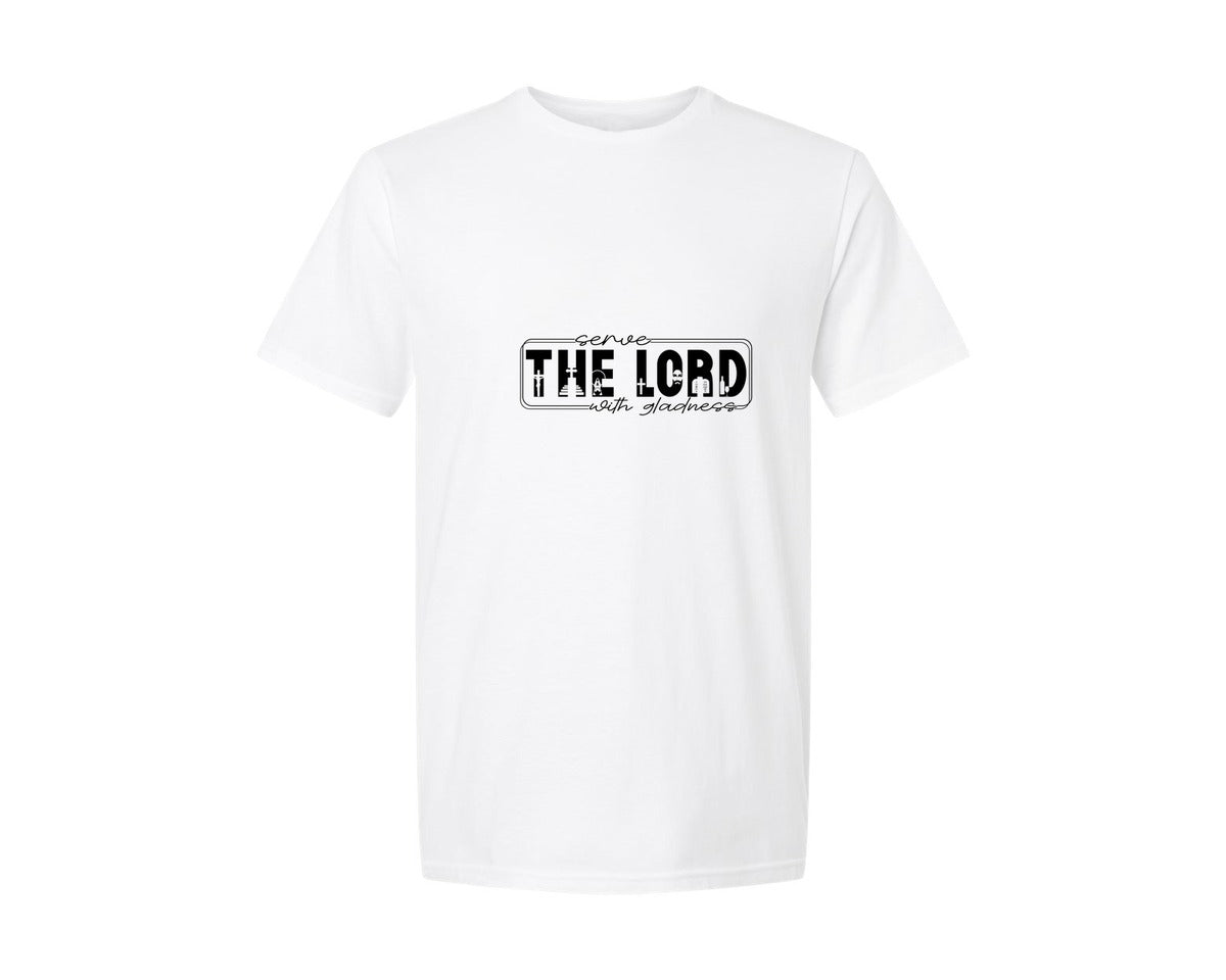brand:Generic|color:White|Serve The Lord With Gladness Sleeve Graphic T-Shirt